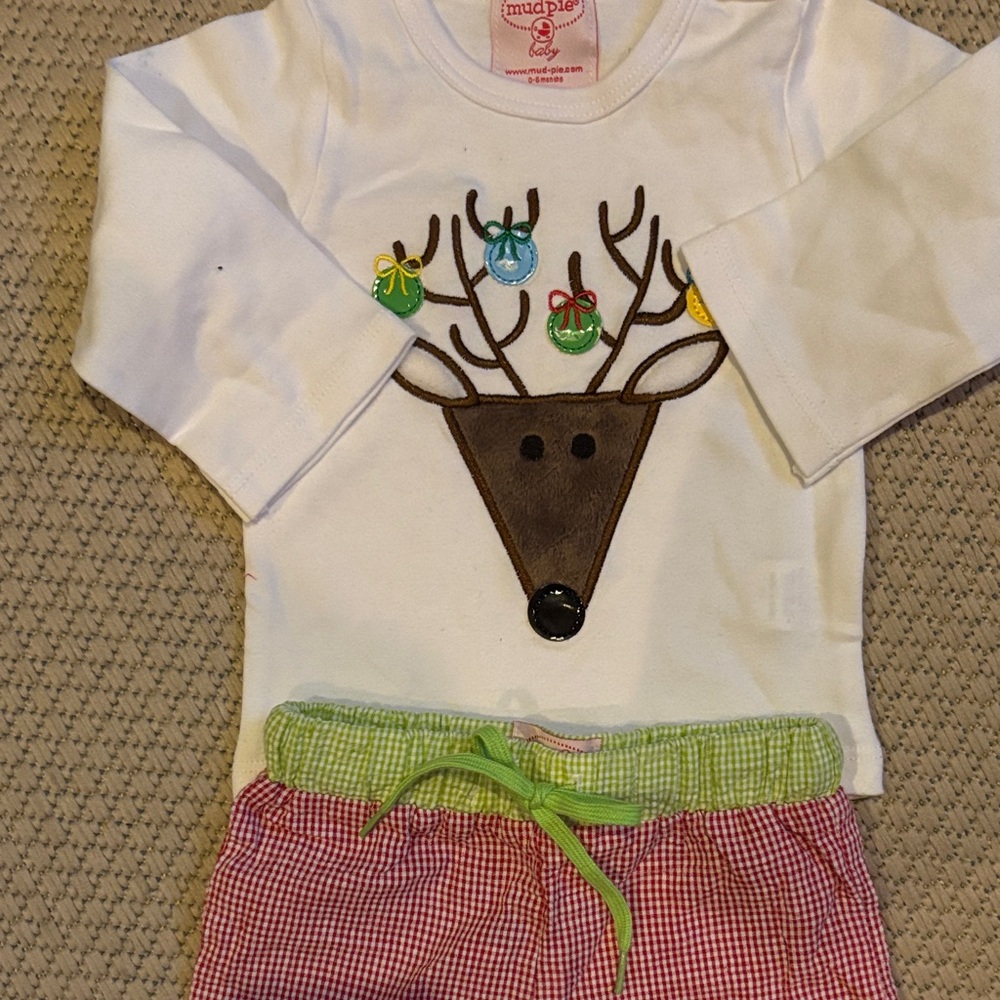Pajamas holiday infant size 0-6 months new mudpie baby cotton elastic waist